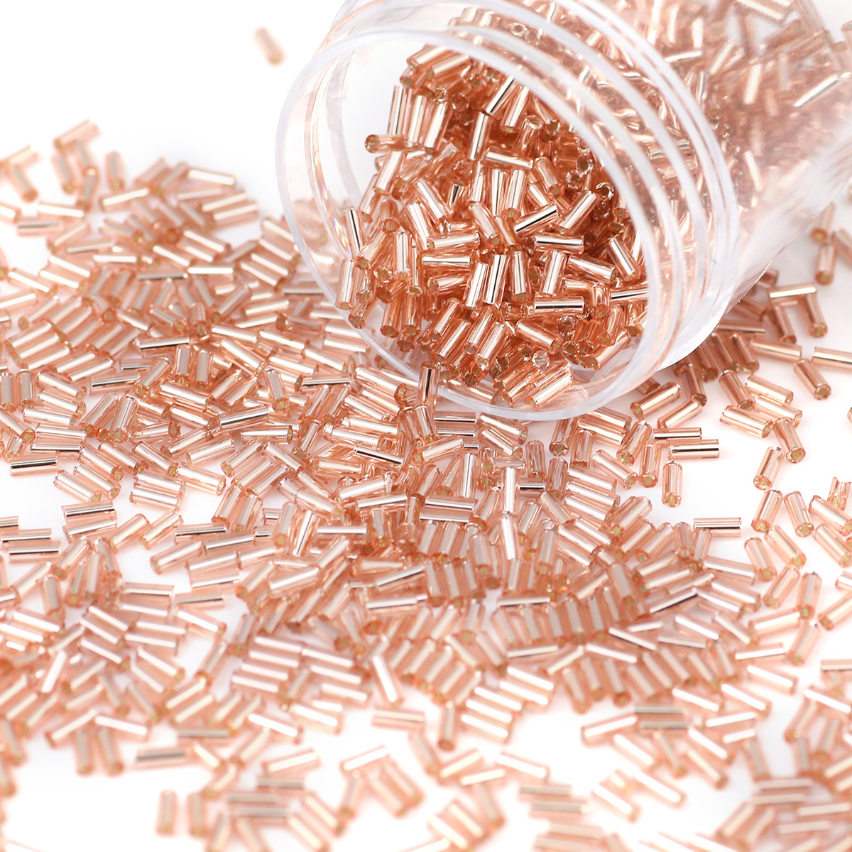 5mm Rose Golden Cylindrical Glass Beads for Jewelry Making